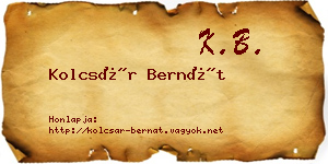 Kolcsár Bernát névjegykártya